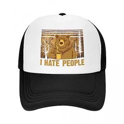 Baseballmütze Hiphop Sonnenhut Custom Camping Bär Ich hasse Menschen Baseballmütze für Männer Frauen Atmungsaktive Trucker Mütze Outdoor Snapback Kappen Sommerhüte Snapback Geburtstagsgeschenke von TONFON