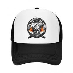 TONFON Baseball Kappe Hiphop Sonnenhut Totenkopf Chefkoch Kulinarisches Genie Baseball Kappe für Männer Frauen Verstellbares Kochen Piraten Trucker Hut Outdoor Snapback Kappen Sonnenhüte von TONFON