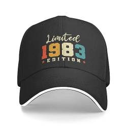 TONFON Baseballmütze Hiphop Sonnenhut Custom 1983 Geburt Baseballmütze Damen Herren verstellbar Papa Hut Streetwear Snapback Geburtstagsgeschenke von TONFON