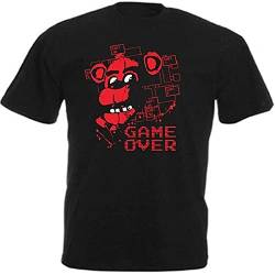 Freddy Fazbear Game Over FNAF Gaming-T-Shirt, modisch, kurze Ärmel, Baumwolle, Schwarz, Schwarz, Schwarz , L von TONGFENG