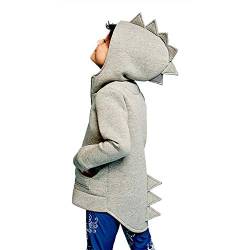 TONSEE Baby Jungen Mädchen Kapuzen Mantel Dinosaurier Stil Hoodie Jacke Warme Mode Reißverschluss Oberbekleidung Einfarbig Kleidung Kinder Lange Outwear Daunenjacke (3Jahre, Grau) von TONSEE