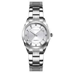 TONSHEN Damen Fashion Analog Quarz Uhren Edelstahl Armbanduhr Kristall Waage (Silber) von TONSHEN