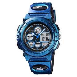 TONSHEN Damen Jugendliche Analog Quarzuhr Digitaluhr Outdoor Sportuhr Militär Plastik Uhren Multifunktion Wasserdicht Armbanduhr (Blau) von TONSHEN