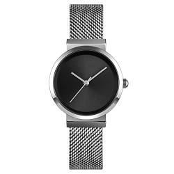 TONSHEN Damen Luxus Uhren Analog Quarz Edelstahl Casual Elegant Armbanduhr (Silber) von TONSHEN