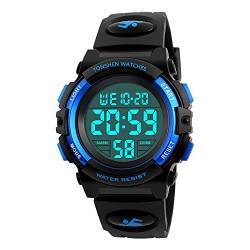 TONSHEN Damen Uhr Herren Outdoor Sport Digital Uhren 50M Wasserdicht Plastik Lünetten und Kautschuk Band Outdoor Militär LED Multifunktionale Armbanduhr (Damen) von TONSHEN