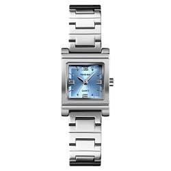 TONSHEN Damenuhr Fashion Analog Quarz Uhren Einfacher Stil Edelstahl Armbanduhr (Blau) von TONSHEN