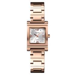 TONSHEN Damenuhr Fashion Analog Quarz Uhren Einfacher Stil Edelstahl Armbanduhr (Rose) von TONSHEN