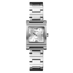 TONSHEN Damenuhr Fashion Analog Quarz Uhren Einfacher Stil Edelstahl Armbanduhr (Silber) von TONSHEN