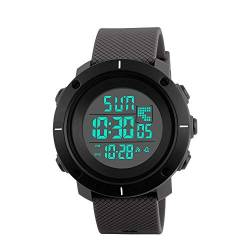 TONSHEN Digital Sport Plastik Uhren und Kautschuk Band Outdoor Militär 50M Wasserdicht Uhren Herrenuhr Damenuhr Multifunktional Kalender Alarm Armbanduhr (Herren) von TONSHEN