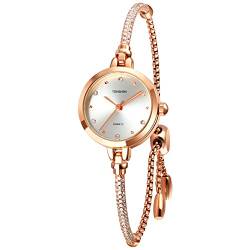 TONSHEN Fashion Damenuhr Analog Quarz Uhren Edelstahl Armbanduhr (Weiß) von TONSHEN