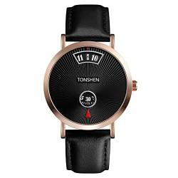 TONSHEN Fashion Herren Analog Quarz Edelstahl Uhren Einzigartiges Display Armbanduhr (Gold2) von TONSHEN