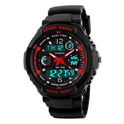 TONSHEN Herren Damen Sportuhr Multifunktional 50M Wasserdicht Outdoor Militär Taktik Digital Uhren Plastik Lünetten und Kautschuk Band Analo Quarz LED Doppelte Zeit Armbanduhr (Hreen) von TONSHEN