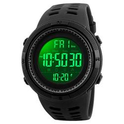 TONSHEN Herren Digital Sport Uhren 50M Wasserdicht Militär Armbanduhr Plastik mit Silikon Uhr Kalender Alarm Stoppuhr Uhren von TONSHEN