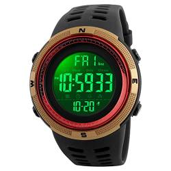 TONSHEN Herren Digital Sport Uhren 50M Wasserdicht Militär Armbanduhr Plastik mit Silikon Uhr Kalender Alarm Stoppuhr Uhren von TONSHEN