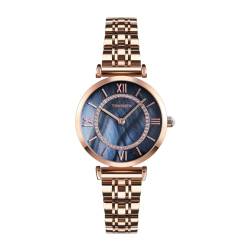 TONSHEN Herren und Damen Analog Quarz Edelstahl Uhren Mehrfach Wählen Stil Armbanduhr (Damen Blau) von TONSHEN