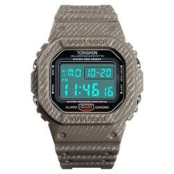 TONSHEN Herrenuhr Sportuhr Digitaluhr LED Elektronik Outdoor Militär 50M Wasserdicht Uhren Alarm Stoppuhr Digital Sport Armbanduhr (Gelb) von TONSHEN