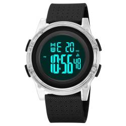 TONSHEN Klein Sport Digital Wasserdicht Plastik Uhren LED Elektronik Hintergrundbeleuchtung Alarm Outdoor Damenuhr Kinderuhr Armbanduhr (Schwarz 2) von TONSHEN