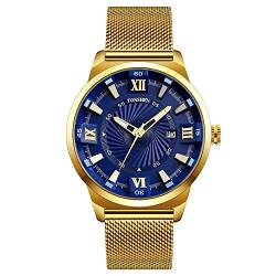 TONSHEN Luxus Fashion Herrenuhr Analog Quarz Edelstahl Armbanduhr Datum (Blau) von TONSHEN