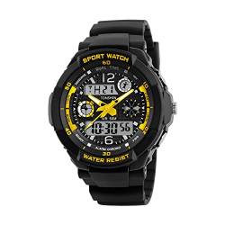 TONSHEN Multifunktional Herrenuhr Damenuhr Sportuhr Digitaluhr 50M Wasserdicht Analo Quarz LED Doppelte Zeit Outdoor Militär Taktik Uhren Plastik Lünetten und Kautschuk Band Armbanduhr von TONSHEN