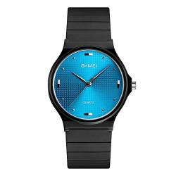 TONSHEN Unisex Analog Quarz Uhren Herrenuhr Damenuhr Fashion Casual Plastik Lünette mit Kautschuk Band Armbanduhren (Blau) von TONSHEN