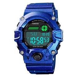 TONSHEN Unisex Herren und Damen LED Elektronik Digital Sport Uhren 50M Wasserdicht LED Elektronik Alarm Stoppuhr Armbanduhr (Blau) von TONSHEN