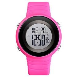 TONSHEN Unisex Herrenuhr Damenuhr 50M Wasserdicht LED Elektronik Outdoor Militär Alarm Stoppuhr Digital Sport Uhren (Rot) von TONSHEN