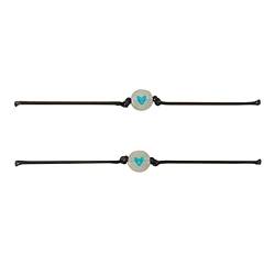 TONXX 2 Stück Paar-Armbänder, verstellbares Seil, leuchtendes Glücks-Herz-Perlen-Schmuck für den Wunsch nach String für Liebhaber-Frauen von TONXX