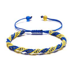 TONXX Blau-gelbes Nationalflaggen-Armband, handgefertigtes geflochtenes Flaggen-Armband, Stützhilfe, blauer und gelber Armband-Armreif von TONXX