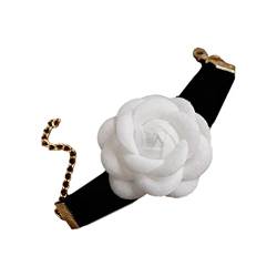 TONXX Kamelie-Kragen-Halsketten-Armband, Vintage-Choker, Temperament, weiße Blumen-Halskette, Armband, Schmuck für Frauen von TONXX