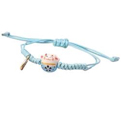 TONXX Süßes Maneki Neko Katzenarmband, handgefertigter Keramikschmuck, verstellbare bunte Perlenarmbänder für Frauen und Mädchen von TONXX