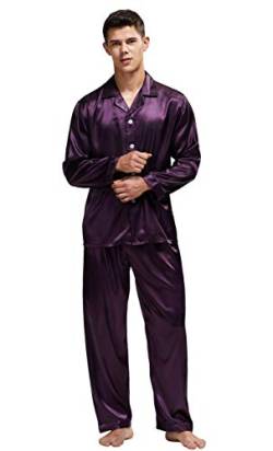 Tony & Candice Herren-Pyjama-Set, klassisch, Satin, Nachtwäsche - Violett - Large von TONY AND CANDICE