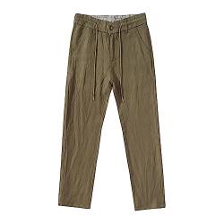 TONY BACKER Leichte Herrenhose aus Leinen mit Taschen für den Sommer, Yogahose mit elastischem Kordelzug, grün, 48 W von TONY BACKER