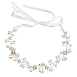 Elegant für Frauen, Damen Mädchen Elegant Braut Stirnband Krähe Strass Kunstperlen Blumen Kopfschmuck von TONZN