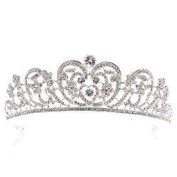 Eleganter Schmuck CrowBeautiful Hochzeit Braut Glänzende Kristall Strass CrowTiara Stirnband Haarband Braut, Größe: 15 x 4 (Silber 15 x 4,8 cm) von TONZN