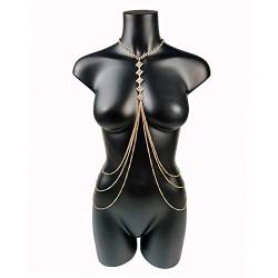 Körperketten Mode Körperschmuck Sexy Brustketten Bauchkette Für Frauen Körperkette Bikini Kleid Zubehör BH Geschenk Mehrschichtige Halskette von TONZN