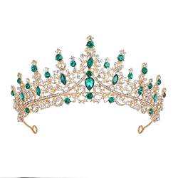 Luxus Königin Prinzessin Runde Krone Kristall Große Gold Haar Zubehör Farbe Frauen Tiara Braut Diadem J7l3 Schmuck S Hochzeit von TONZN
