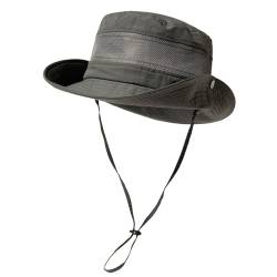 TOP-EX Sonnenhut für Damen und Herren UPF 50 Breitkrempe, wasserdicht, atmungsaktiv und verstellbar für Sommer, Angeln,Wandern,Safari Leichter und klein verpackbarer Bucket Hut DunkelGrau M/L von TOP-EX