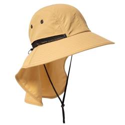 TOP-EX XL/XXL Wasserdicht Sonnenhut Herren Breite Krempe Sonnenschutz Mütze Outdoor Trekking Hut mit Nackenschutz Safari Sommer Mütze Faltbar 94599_Khaki M/L von TOP-EX