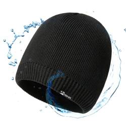 TOP-EX XL/XXL wasserdichte Merino Beanie Mütze Herren Damen Wolle Wintermütze Warm Fleece Strickmuetze Schwarz Großer Kopf von TOP-EX