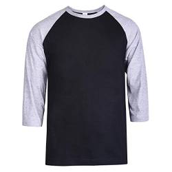 TOP PRO Herren 3/4 Ärmel Casual Raglan Jersey Baseball Tee Shirt, Heather Gray/Black, XX-Large von TOP PRO