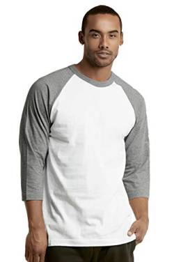 TOP PRO Herren 3/4 Ärmel Casual Raglan Jersey Baseball Tee Shirt - Grau - 3X-Groß von TOP PRO