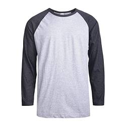 TOP PRO Herren-Baseball-T-Shirt mit langen Ärmeln, Raglan-Baumwolle, Anthrazit/Heather Grey, Klein von TOP PRO