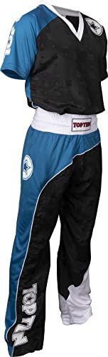 TOP TEN Kickboxuniform „Bow“ - schwarz-blau-Weiss, Gr. L von TOP TEN