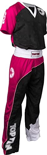 TOP TEN Kickboxuniform „Bow“ - schwarz-pink-Weiss, Gr. XL von TOP TEN