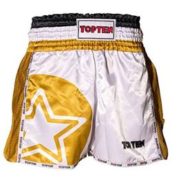TOP TEN Thaibox-Shorts „Star“ - Weiss-Gold, Gr. L von TOP TEN