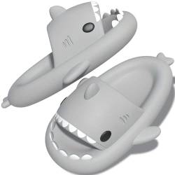 TOPALL Hai Hausschuhe,Shark Slippers,Hausschuhe Damen/Herren/Kinder Badelatschen,Hai Schuhe,Hai Schlappen,Pillow Cloud Shark Slides Süße Cozy Sharky Lustig Badesandalen für Sommer(Hellgrau,36/37) von TOPALL