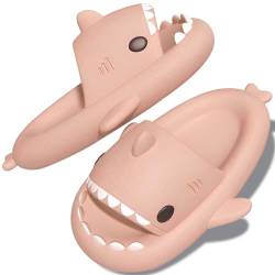 TOPALL Hai Hausschuhe,Shark Slippers,Hausschuhe Damen/Herren/Kinder Badelatschen,Hai Schuhe,Hai Schlappen,Pillow Cloud Shark Slides Süße Cozy Sharky Lustig Badesandalen für Sommer(Rosa,34/35) von TOPALL