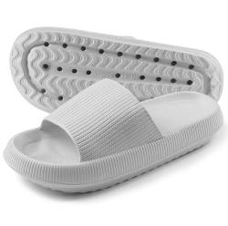 TOPALL Wolkenschuhe Damen Original,Cozyslides Wolken Damen Cloud Slippers Slides,Badeschlappen Badelatschen Damen Herren Rutschfest Gummi,Hausschuhe Sandalen Sommer(Grau-Sommer,40/41) von TOPALL