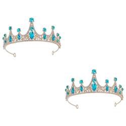 TOPBATHY 2st Tiara Grünes Stirnband Kopfschmuck Für Die Braut Damen Stirnbänder Kronen-stirnband Für Mädchen Königskrone Kinder Dekorative Haargummis Jahrgang Fräulein Strass Kristall von TOPBATHY