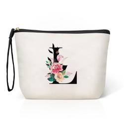 TOPEAST Make-up-Tasche für Damen, Weiss/opulenter Garten, Größe L: von TOPEAST